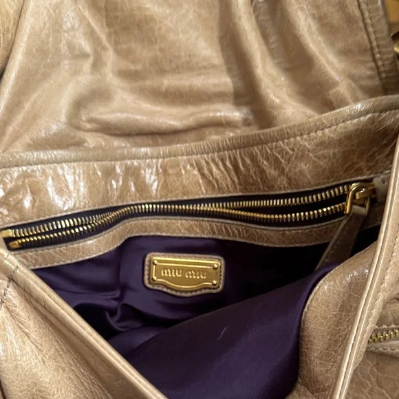 Miu Miu Tan Shoulder Bag with Gold Accents - Picture 5 of 5